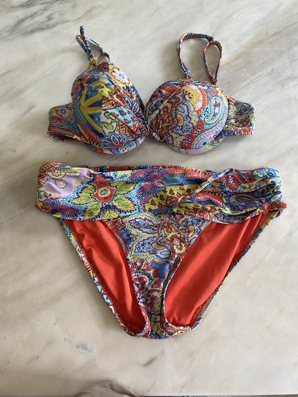 BLEU Rod Beattie Bikini Set Womens Groovy‎ Baby Underwire Paisley Multicolor 6